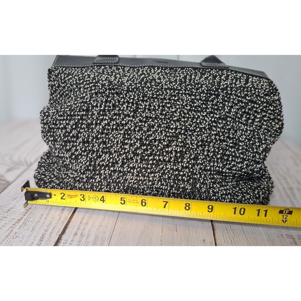 The Sak Elliott Lucca Black White Crochet Leather Trim Shoulder Bag Tote EUC - Picture 15 of 16